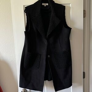 Nine West Black Suede, Sherpa lined Textured Vest